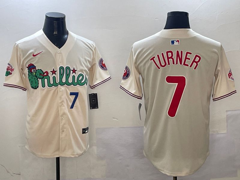 Men Philadelphia Phillies #7 Turner Cream Three generations Joint Name Game 2025 Nike MLB Jersey style 3->philadelphia phillies->MLB Jersey